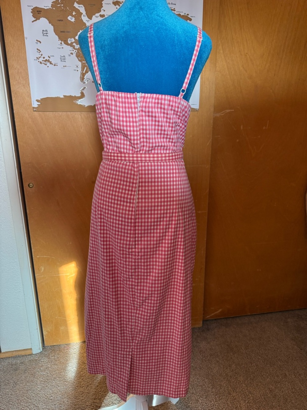 PUG “Evangeline” Pink Gingham Wiggle Dress with Belt - Picture 6 of 9